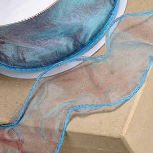 Two-Tone blue Wired Edge Organza Ribbon - 50mm x 25m  EXTRA WIDE fabulous to twist and make into spectacular bows or for dressmaking