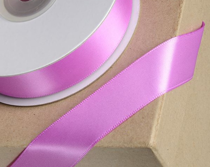 ORCHID pink DOUBLE SIDED satin ribbon full 25 x 10mm meter reel ideal for decorating wedding party, gifts or crafts