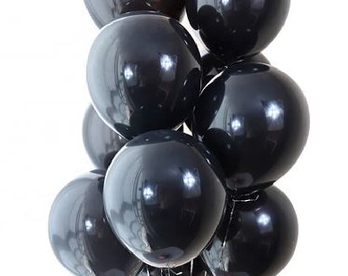 15 pack of black metallic shiny black balloons celebration anniversary, birthday party stag party halloween
