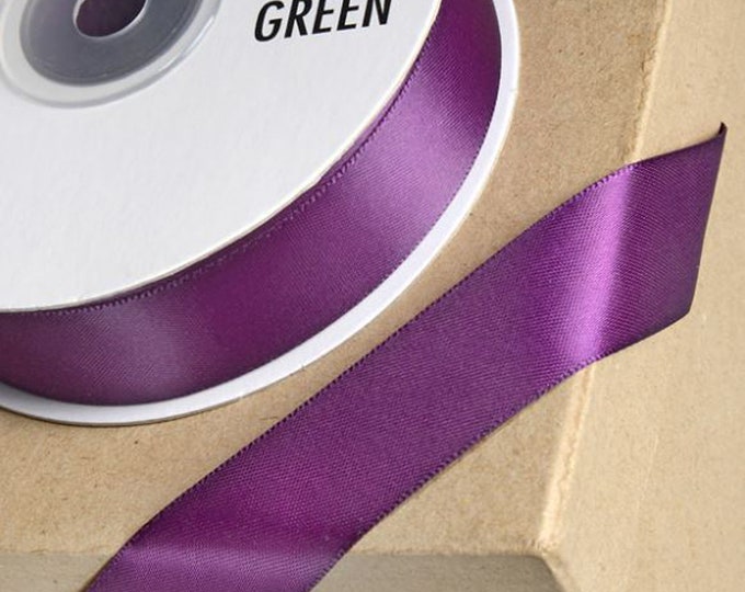 PLUM purple DOUBLE SIDED satin ribbon full 25 meter reel ideal for decorating wedding party, gifts or crafts 3mm 6mm 10mm 15mm 23mm
