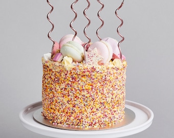 12 Rose Gold Curly Cake Candles with Holders: Birthday Party Decor