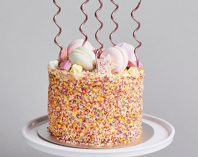 12 Rose Gold Curly Cake Candles with Holders: Birthday Party Decor