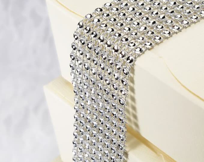 SILVER DIAMANTE CRAFT sheet 8 rows of sparkling rhinestone diamante strips. 1.5m crafting, jewellry making embellishments