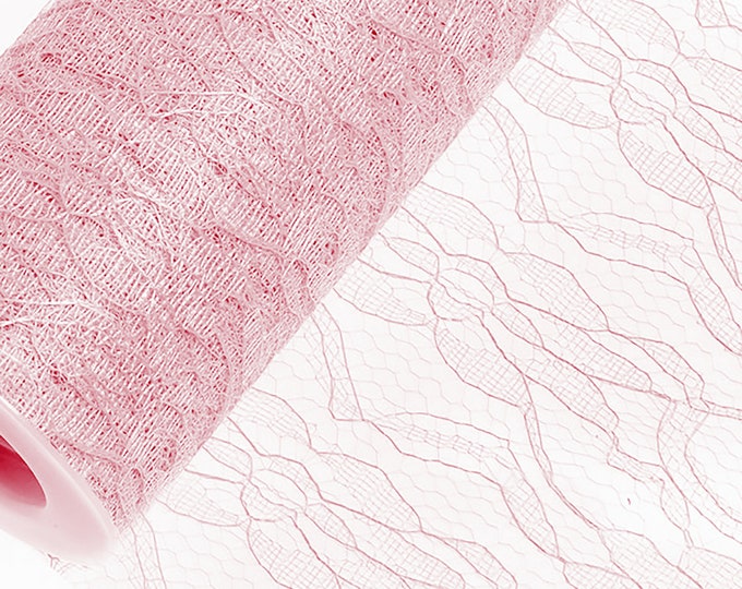 150mm x 10m PINK LACE net on a roll Versatile Craft Supply for DIY Projects wedding hair, floral decorations and bouquets