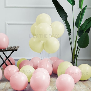 12 pack of PASTEL RED and pastel LEMON yellow 300mm macaron latex balloons baby shower gender reveal or childrens birthday party