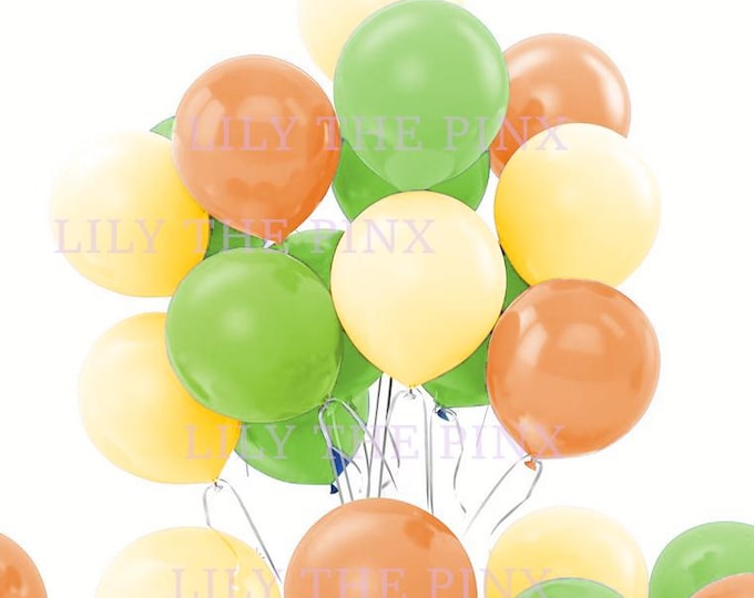 FREE POSTAGE! 15 pack of lime green orange & yellow metallic large thick latex balloons 5 of each colour birthday party, easter party