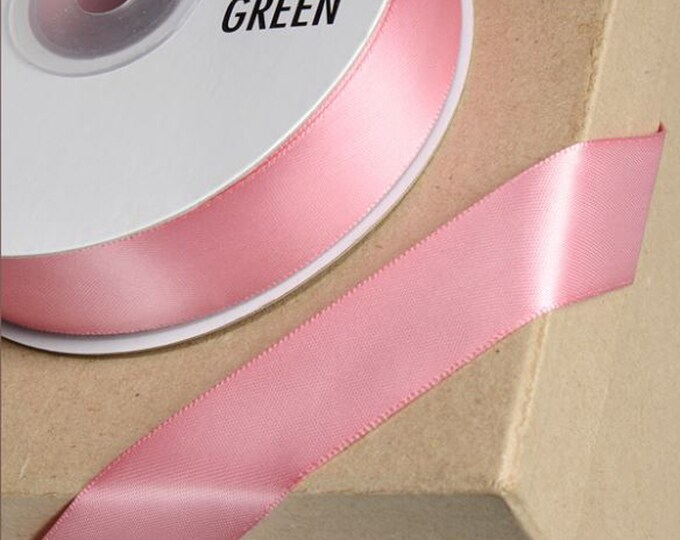 Rose PINK DOUBLE SIDED satin ribbon full 25 meter reel ideal for decorating wedding party, gifts or crafts 3mm 6mm 10mm 15mm 23mm