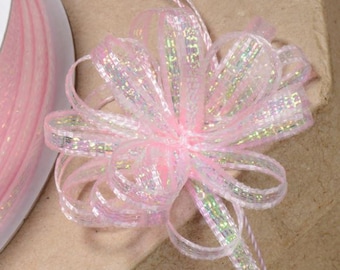 3mm x 25m PULL BOW RIBBON pink iridescent 3mm x 25 meters for decorating wedding or party venues, gifts or crafts