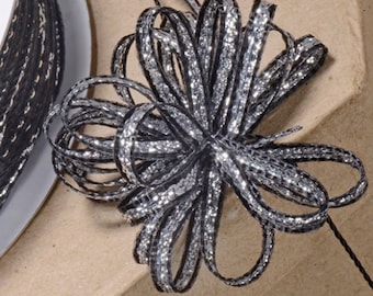 PULL BOW RIBBON black iridescent 3mm x 25 meters for decorating wedding or party venues, gifts or crafts