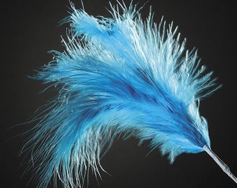 18 TURQUOISE BLUE real FEATHER spray. Each spray has 3 feathers great for crafting, hatmaking, wedding hair, floral decorations and bouquets