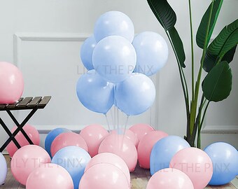 12 pack of PASTEL BLUE and pastel RED 300mm macaron thick latex party balloons baby shower gender reveal or childrens birthday party