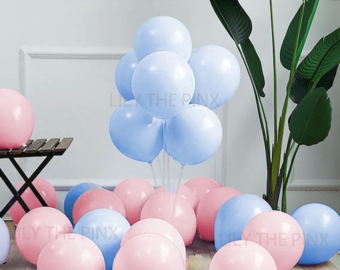12 pack of PASTEL BLUE and pastel RED 300mm macaron thick latex party balloons baby shower gender reveal or childrens birthday party