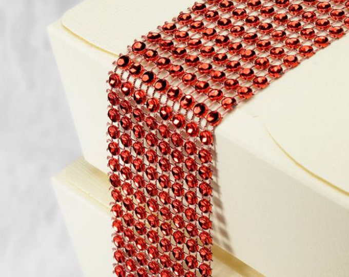 RED DIAMANTE CRAFT sheet 8 rows of sparkling rhinestone diamante strips. 1.5m crafting, jewellry making embellishments