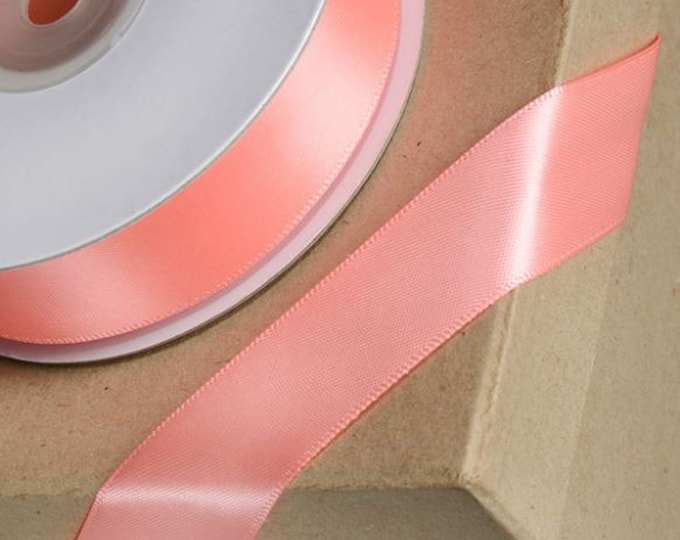 Free Postage! SALMON pink DOUBLE SIDED satin ribbon 25 meter reel ideal for decorating wedding party, gifts or crafts 3mm 6mm 10mm 15mm 23mm