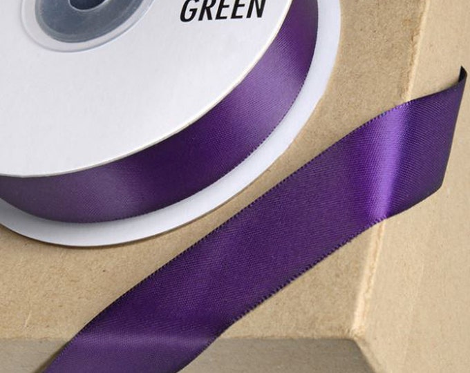 AUBERGINE PURPLE DOUBLE sided satin ribbon full 25M reel ideal for decorating wedding or party venues, gifts, crafts 3mm 6mm 10mm 15mm 23mm