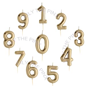 gold number wax cake candles. Numbers available one to nine and of course zero