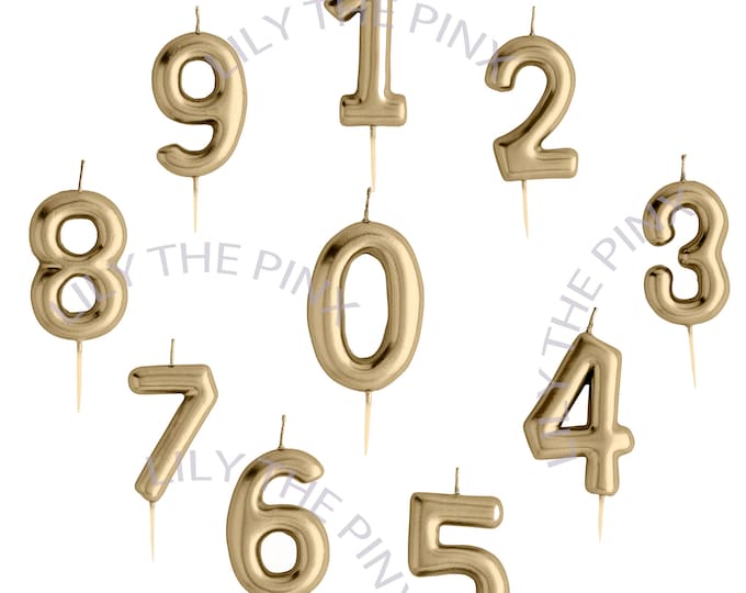 Free Postage! Large GOLD coloured number wax CANDLES BIRTHDAY or anniversary celebrationn 1 2 3 4 5 6 7 8 9 10 25 50