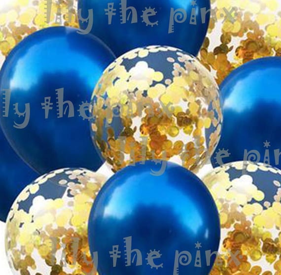 Palloncini Trasparenti 10 Pz 12" Coriandoli Blu Kit Festa Party Decorazione