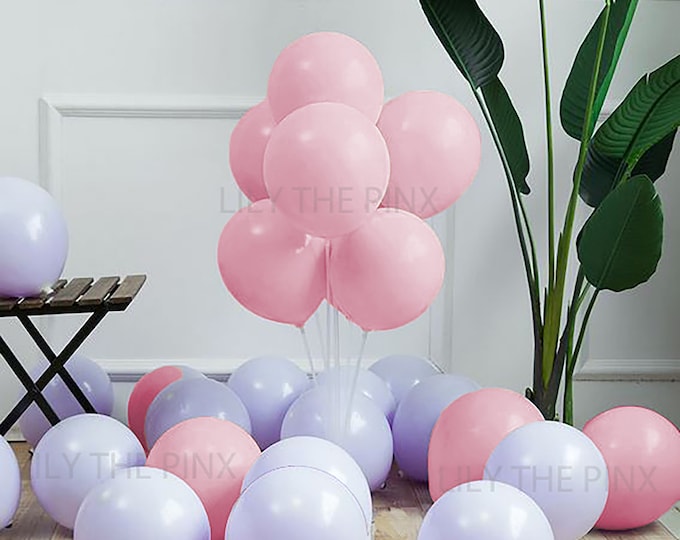 12 pack of PASTEL RED and pastel purple 300mm macaron latex balloons baby shower gender reveal or childrens birthday party