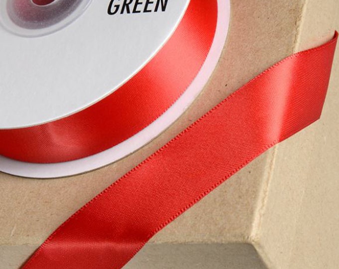 Bright RED DOUBLE SIDED satin ribbon full 25 meter reel ideal for decorating wedding or party, gifts or crafts 3mm 6mm 10mm 15mm 23mm