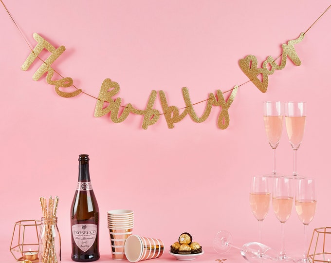 cocktail 'Bubbly Bar' stylish metallic GOLD banner garland ideal for a christmas  or new year's eve party 2 meters 6ft long
