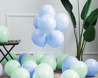 12 pack of PASTEL BLUE and pastel mint GREEN 300mm macaron thick latex party balloons baby shower gender reveal or childrens birthday party