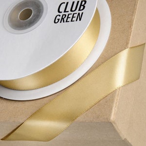 Cinta de raso de DOBLE cara ORO CLARO carrete completo de 25 m ideal para decoración navideña, bodas, regalos o manualidades 3 mm 6 mm 10 mm 15 mm 23 mm 38 mm