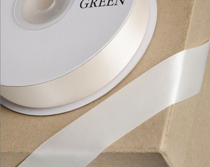 IVORY DOUBLE SIDED satin ribbon full 25 meter reel ideal for decorating wedding or party, gifts or crafts 3mm 6mm 10mm 15mm 23mm