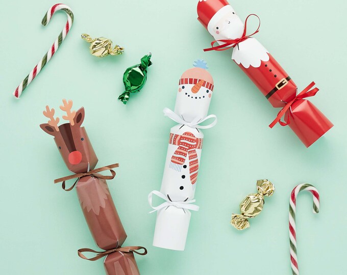 MERRY CHRISTMAS Cracker making kit santa rudolph the red nosed reindeer & snowman 6 pack Table decoration