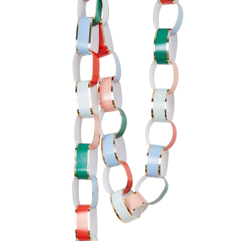 PASTEL PAPER CHAIN garland kit multicoloured with gold foil trim ideal to bring colourful cheer to your christmas celebrations image 4