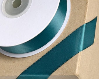 Dark GREEN DOUBLE SIDED satin ribbon full 25 meter reel ideal for decorating wedding or party, gifts or crafts 3mm 6mm 10mm 15mm 23mm
