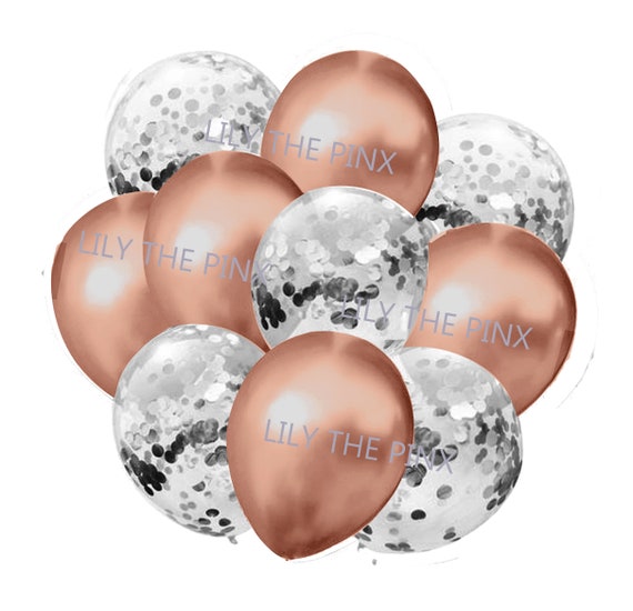 10 palloncini ARGENTO E ORO ROSA 5 palloncini riempiti di coriandoli argento  metallizzato e 5 oro rosa festa di capodanno, halloween -  Italia