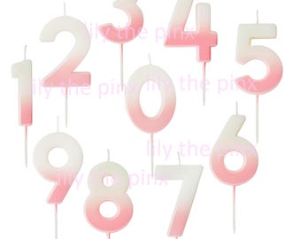 Pink Ombre Number Candles - Birthday Anniversary Cake Topper