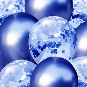10 pack blue balloons. 5 metallic blue and 5 blue confetti filled balloons 45th sapphire anniversary childrens birthday party image 2