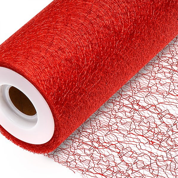 150mm x 10m RED SPIDER web LACE net on a roll versitle and great for crafting, hatmaking, wedding hair, floral decorations and bouquets