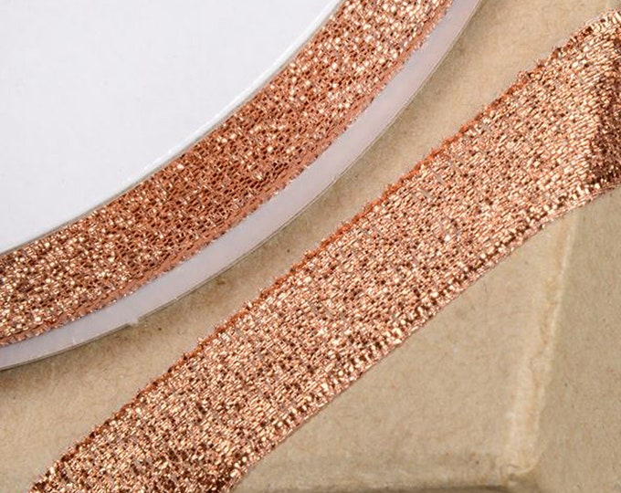 ROSE gold LUREX RIBBON full 25 meter reel ideal for decorating wedding party, gifts or crafts 12mm 25mm