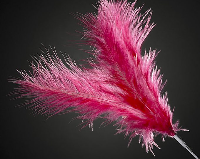 18 FUCHSIA PINK real FEATHER spray. Each spray has 3 feathers great for crafting, hatmaking, wedding hair, floral decorations and bouquets