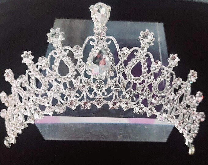Free Postage! STUNNING Sparkling RHINESTONE & SILVER Wedding bride bridesmaid veil tiara crown crystal detailing prom princess hen party