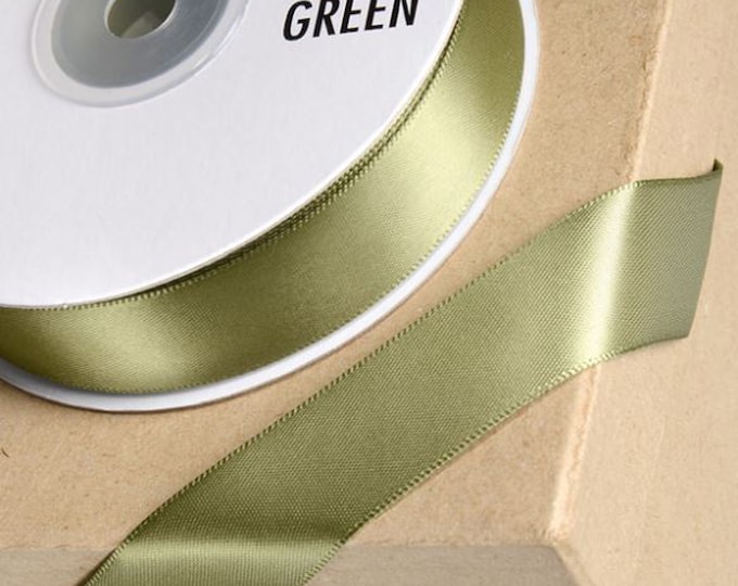 MOSS green DOUBLE SIDED satin ribbon full 25 meter reel ideal for decorating wedding party, gifts or crafts 3mm 6mm 10mm 15mm 23mm