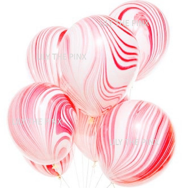 10 latex red marble balloons 12 inch stunning balloons ideal for baby shower, princess party. hen party, pride celebrations