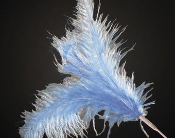 18 BLUE real FEATHER spray. Each spray has 3 feathers great for crafting, hatmaking, wedding hair, floral decorations and bouquets