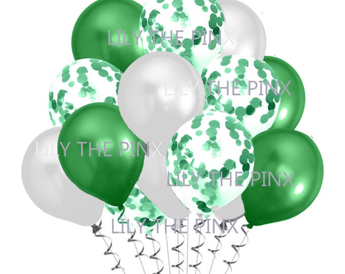 Pack of large balloons metallic green metallic confetti and pearl white balloons 6, 15 or 30 pack wedding anniversary, birthday party