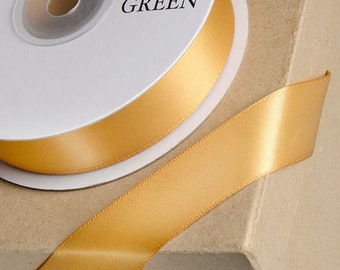 GOLD double sided satin ribbon full 25 meter reel ideal for decorating wedding party, gifts or crafts