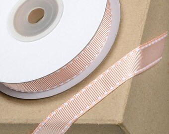 12mm PEACH GROSGRAIN RIBBON with white stitching 12mm x 10 meters for decorating wedding or party venues, gifts or crafts
