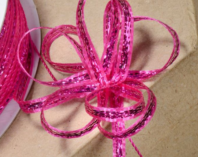 FUCHSIA PINK RIBBON fuchsia iridescent 3mm x 25 meters for decorating wedding or party venues, gifts or crafts