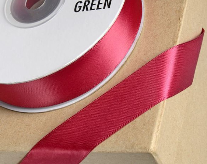 BURGUNDY DOUBLE SIDED satin ribbon full 25 meter reel ideal for decorating wedding or party, gifts or crafts 3mm 6mm 10mm 15mm 23mm
