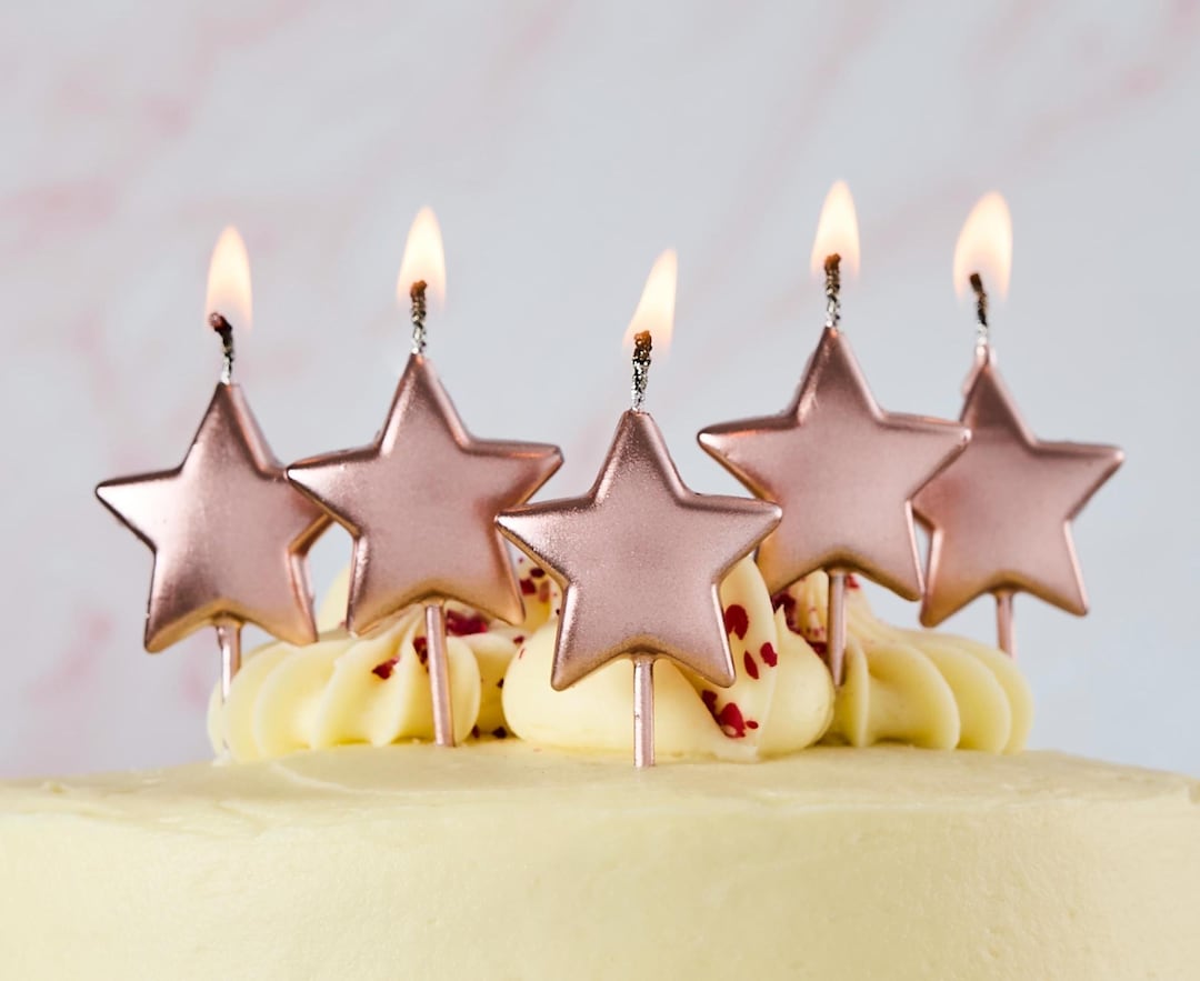 Stervormige verjaardagskaarsen, 6 stuks taarttoppers, decoraties
