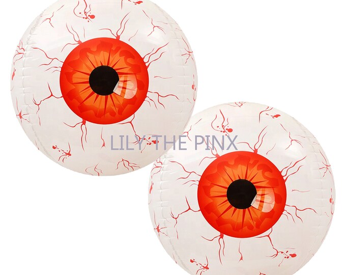 Halloween ORANGE giant EYEBALL BALLOONS 22 inch creepy fun will definately make your guest gasp a decoration for your halloween party