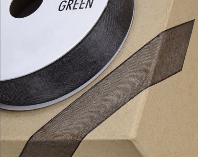 BLACK woven edge organza ribbon full 25 meter reel ideal for decorating wedding party, gifts or crafts 3mm 6mm 10mm 15mm 23mm
