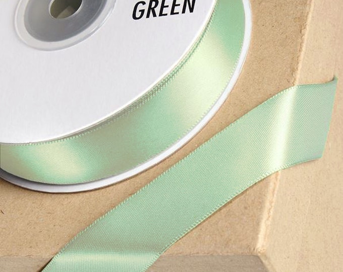 MINT green DOUBLE SIDED satin ribbon full 25 meter reel ideal for decorating wedding party, gifts or crafts 3mm 6mm 10mm 15mm 23mm